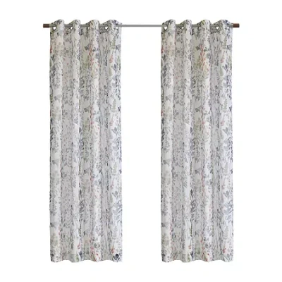 Habitat Audrey Grommet Top Sheer Single Curtain Panel In White