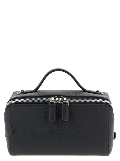Valextra V-line Crossbody Bag In Black