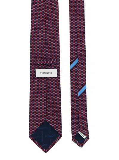 Ferragamo Gancini Print Tie In Brown
