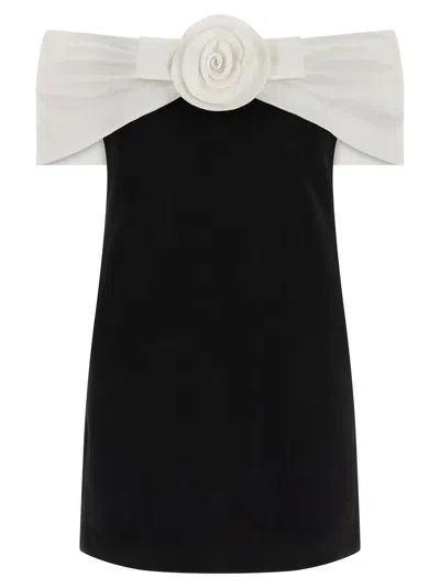 Self-portrait 'black Crêpe Flower Mini' Dress In Black