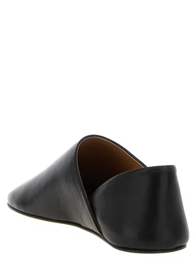 Jw Anderson Babouche Flat Leather Mules Round Toe In Black