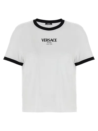 Versace Crew Neck Nylon And Silk Top In White