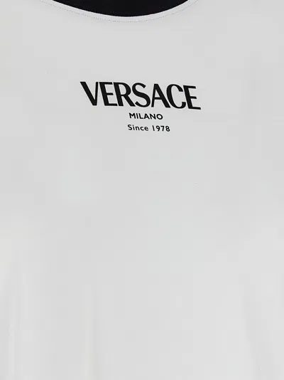 Versace Crew Neck Nylon And Silk Top In White