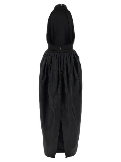 Rotate Birger Christensen Satin Taffeta Maxi Dress In Black
