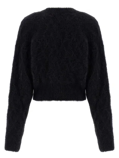 Rotate Birger Christensen Flufy Knit Cardigan In Black