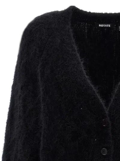 Rotate Birger Christensen Flufy Knit Cardigan In Black