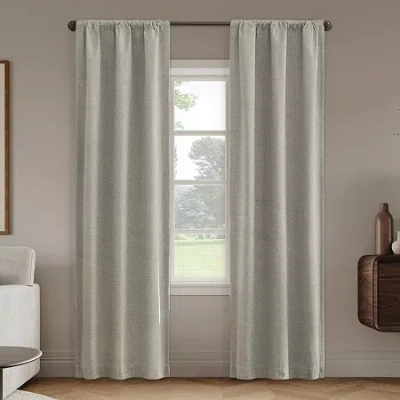 Sun Zero Presley Herringbone Magnetic Rod Pocket Light-filtering Set Of 2 Curtain Panel In Sand
