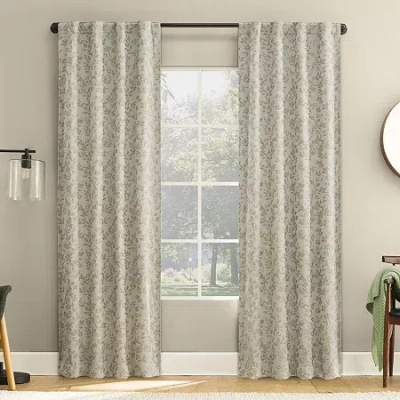 Sun Zero Estelle Foliage Woven Back Tab Light-filtering Set Of 2 Curtain Panel In Sand