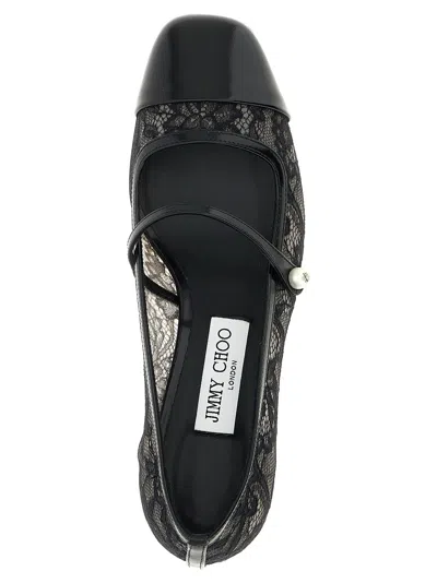Jimmy Choo Elisa Pumps Block Heel Lace Overlay Pearls In Black