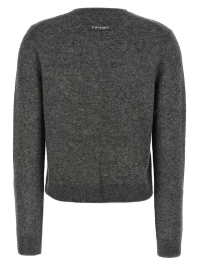 Tory Burch Embroidery Cardigan In Gray