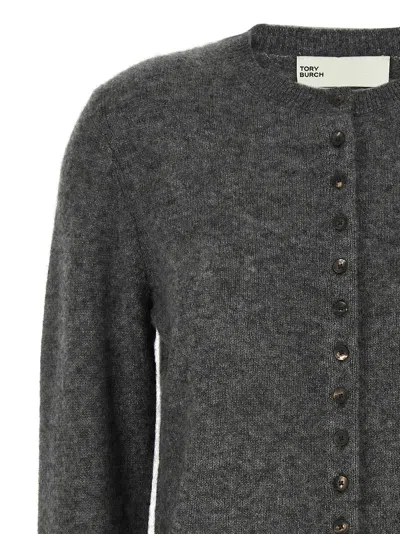 Tory Burch Embroidery Cardigan In Gray