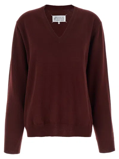 Maison Margiela Four Stitches Knitwear V Neck Sweater In Red