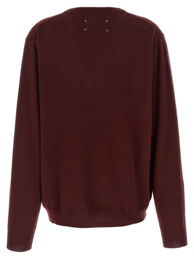 Maison Margiela Four Stitches Knitwear V Neck Sweater In Red