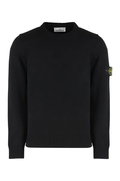 Stone Island Cotton Crew Neck Knitwear Sweater In Black