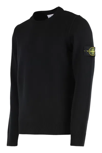 Stone Island Cotton Crew Neck Knitwear Sweater In Black