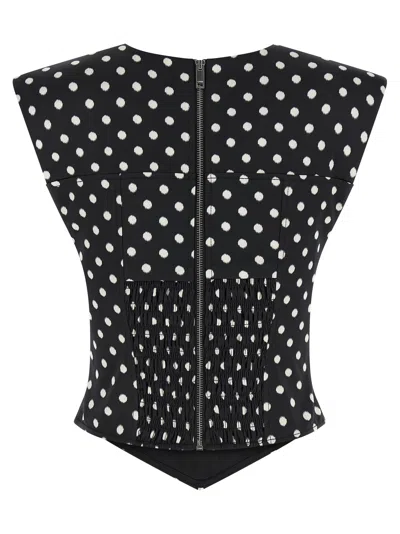 Ganni Polka Dot Top In Black