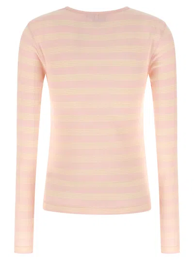Ganni Striped Sweater T-shirt Pink In Pink