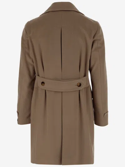 Tagliatore Double-breasted Wool Coat In Brown