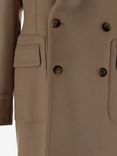 Tagliatore Double-breasted Wool Coat In Brown