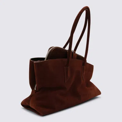 Attico Brown Leather Top Handle Bag In Brown