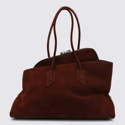 Attico Brown Leather Top Handle Bag In Brown