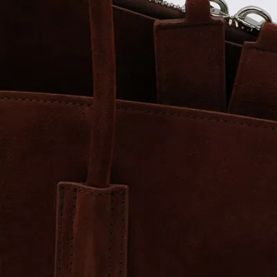 Attico Brown Leather Top Handle Bag In Brown