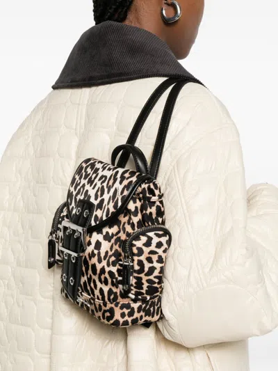 Ganni Bucky Nano Backpack In Animal Print