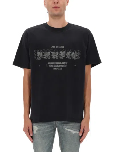 Purple Brand Graphic Print Short Sleeve T-shirt In Black
