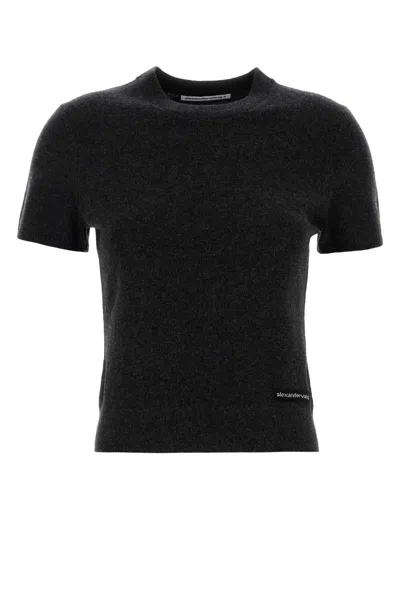 Alexander Wang T T By Alexander Wang Charcoal Wool Sweater In Black