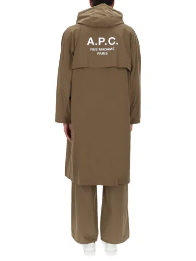 Apc A. P.c. Hooded Trench Coat In Brown