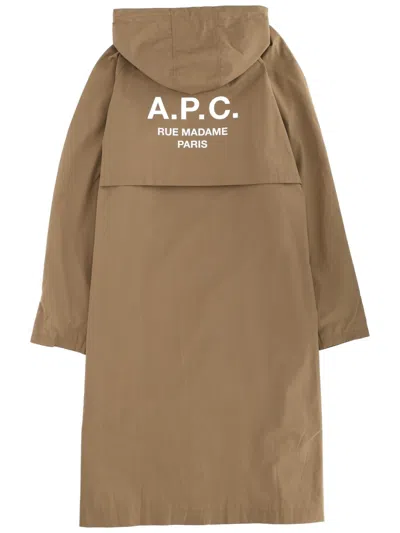 Apc A. P.c. Hooded Trench Coat In Brown