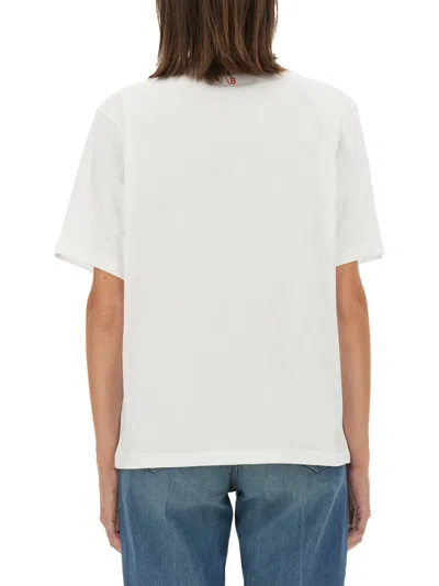 Victoria Beckham Graphic Print Relaxed Fit Short Sleeve Top In Multi