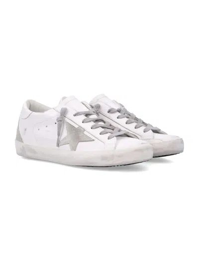 Golden Goose Super-star Bio White Womans Sneakers With Suede Star In Multi
