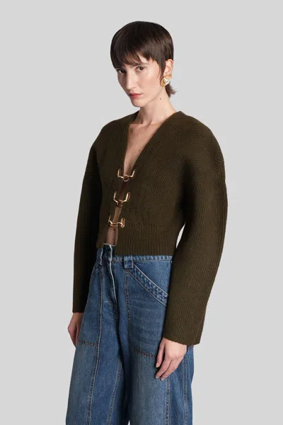 Cult Gaia Mayalu Cardigan In Green Acrylic In Brown
