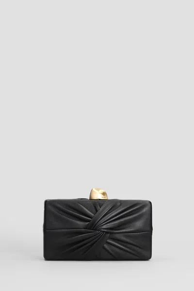 Cult Gaia Lissie Clutch In Black Leather In Black
