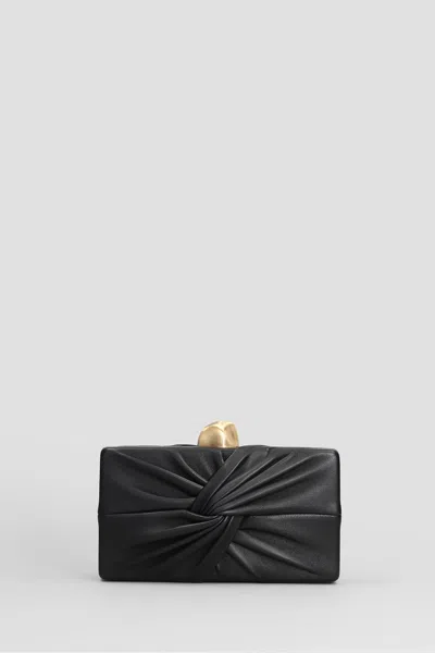 Cult Gaia Lissie Clutch In Black Leather In Black