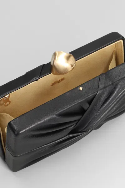 Cult Gaia Lissie Clutch In Black Leather In Black