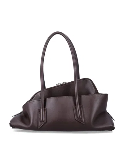 Attico Calf Leather Asymmetric La Passeggiata Tote Bag In Brown
