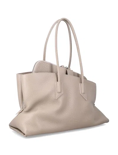 Attico La Passeggiata Medium Leather Shoulder Bag In Neutral