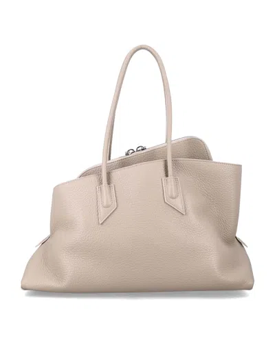 Attico La Passeggiata Medium Leather Shoulder Bag In Neutral