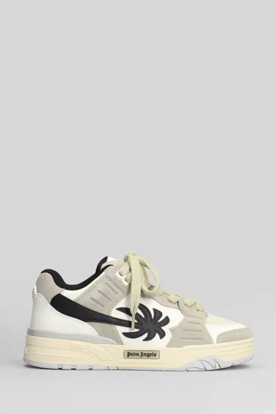 Palm Angels Venice Sneakers In White Suede And Leather In Multi