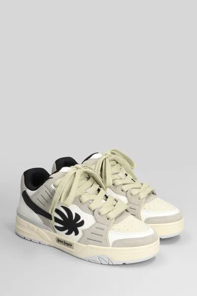 Palm Angels Venice Sneakers In White Suede And Leather In Multi