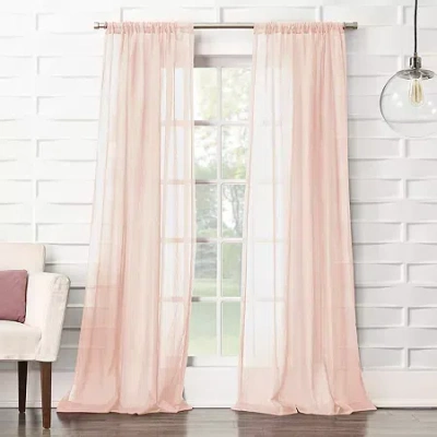 Lichtenberg Lola Rod Pocket Sheer Single Curtain Panel In Pink