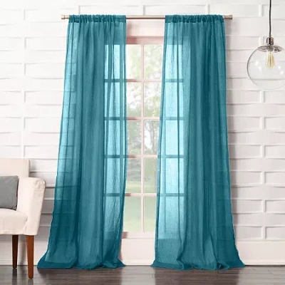 Lichtenberg Lola Rod Pocket Sheer Single Curtain Panel In Blue