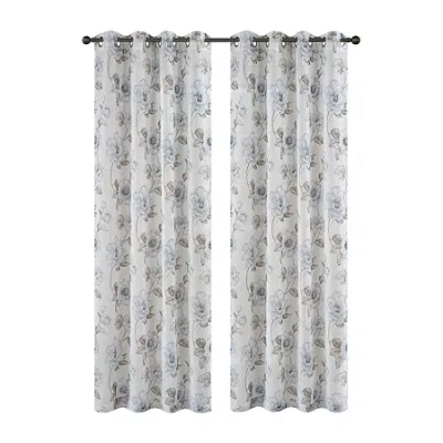 Habitat Camila Grommet Top Light-filtering Single Curtain Panel In Blue