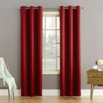Sun Zero Talon Grommet Top Energy Saving Light-filtering Single Curtain Panel In Red