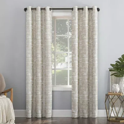 Sun Zero Parrish Grommet Top Energy Saving 100% Blackout Single Curtain Panel In Sand