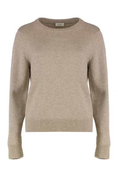 Celine Crew Neck Sweater In Cashmere In Brown