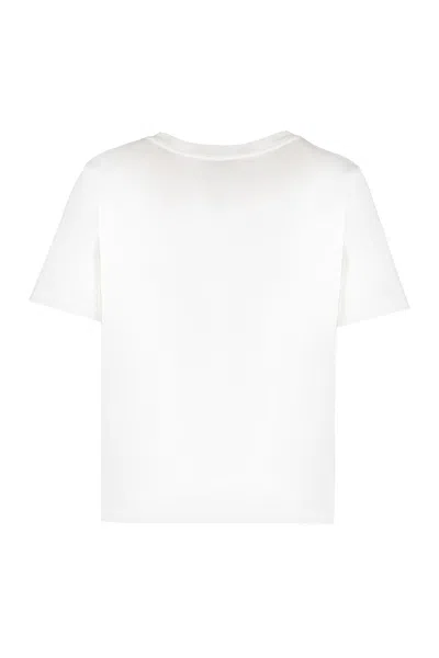 Celine Cotton T-shirt With Logo In White