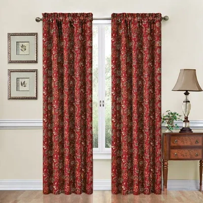 Waverly Navarra Light-filtering Single Curtain Panel In Red